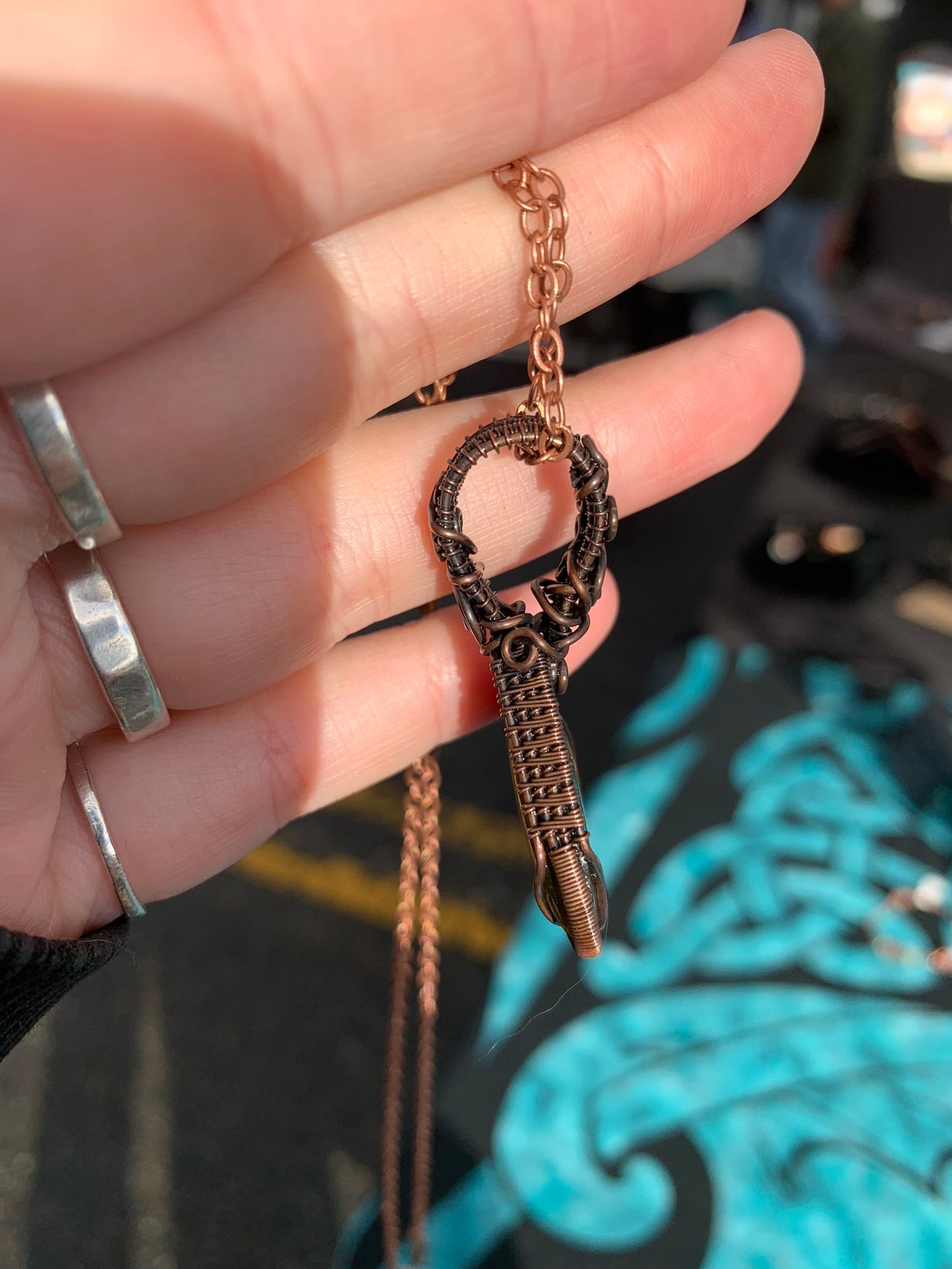 Labradorite Wire Weaved Pendant in Antique Copper