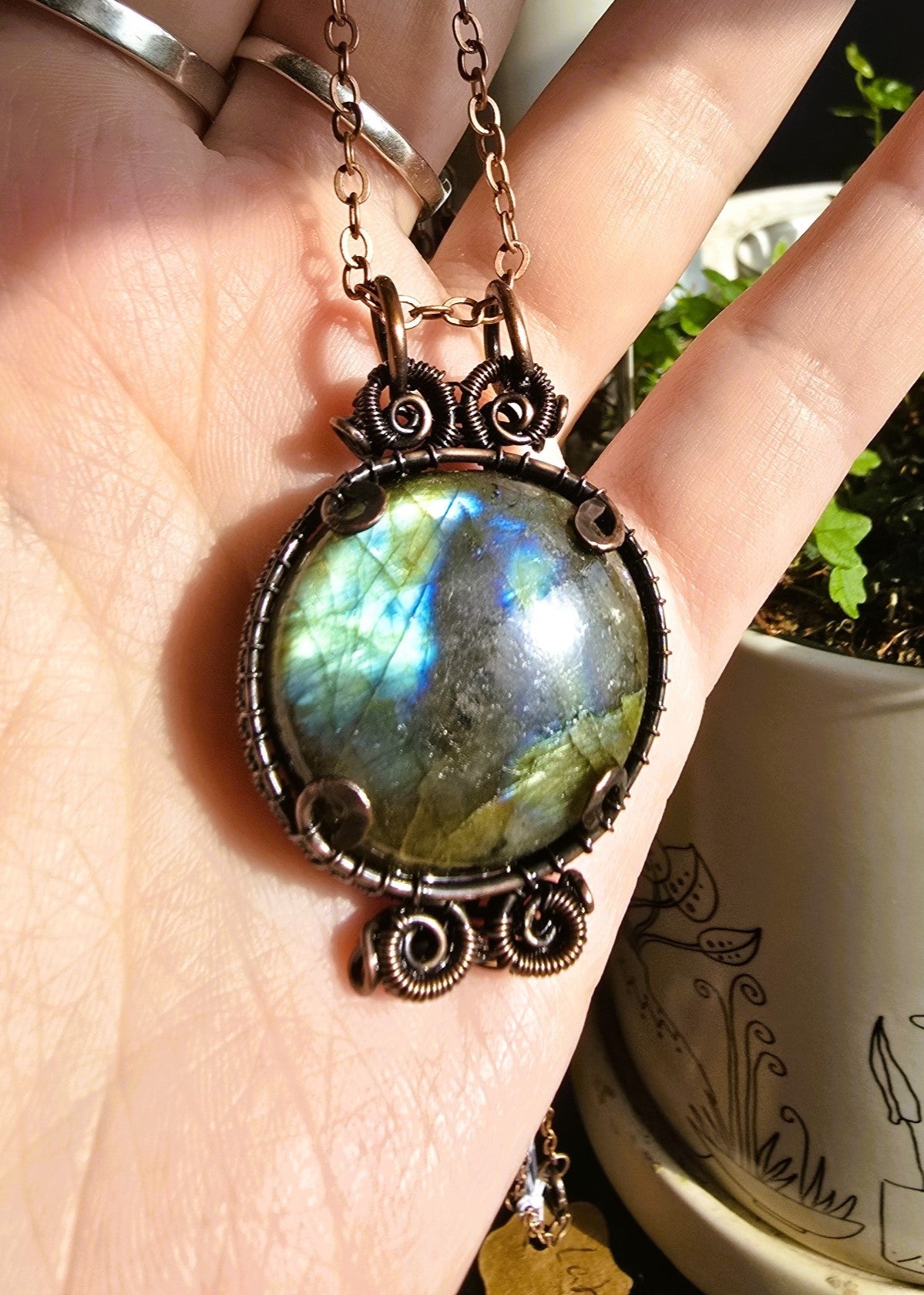Labradorite Wire Wrapped Brooch Pendant