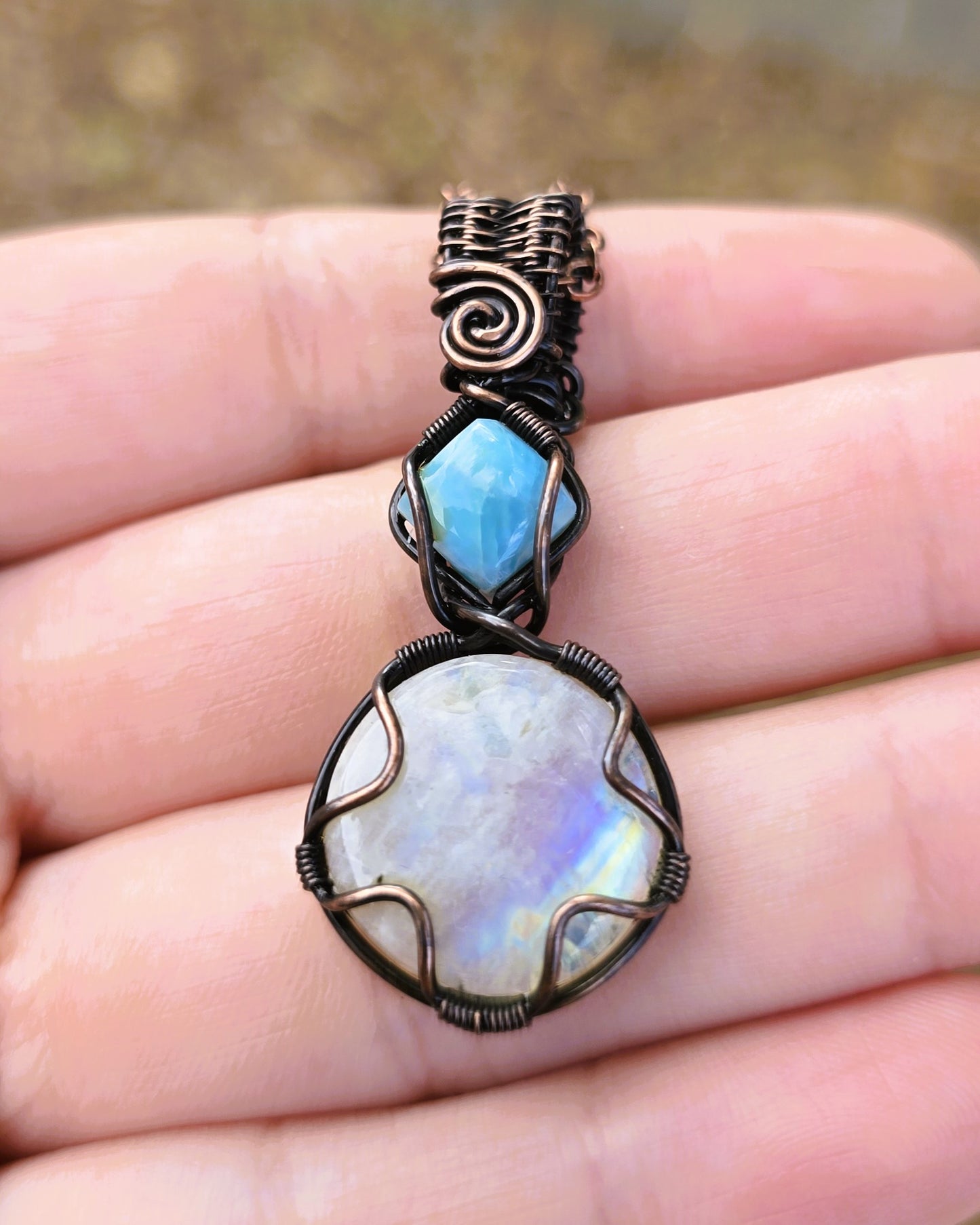 Moonstone and Larimar Pendant