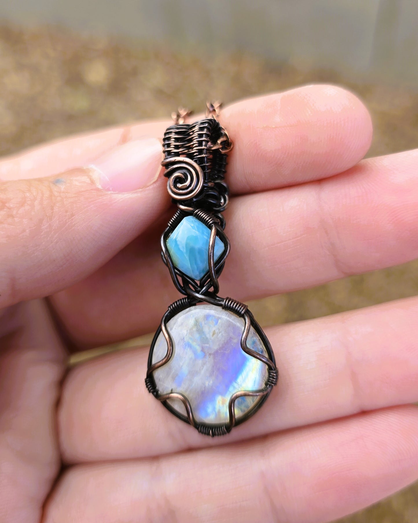 Moonstone and Larimar Pendant