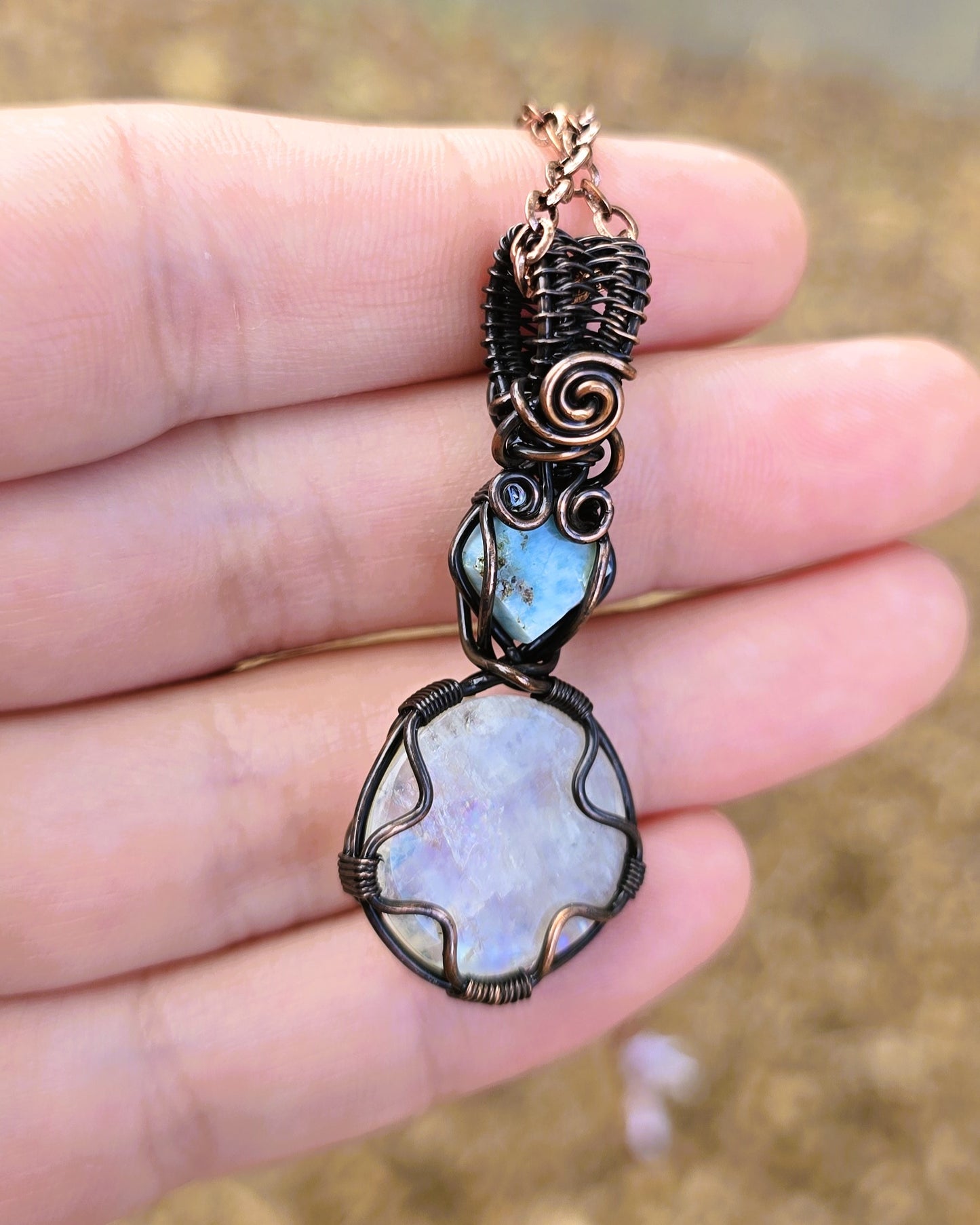 Moonstone and Larimar Pendant