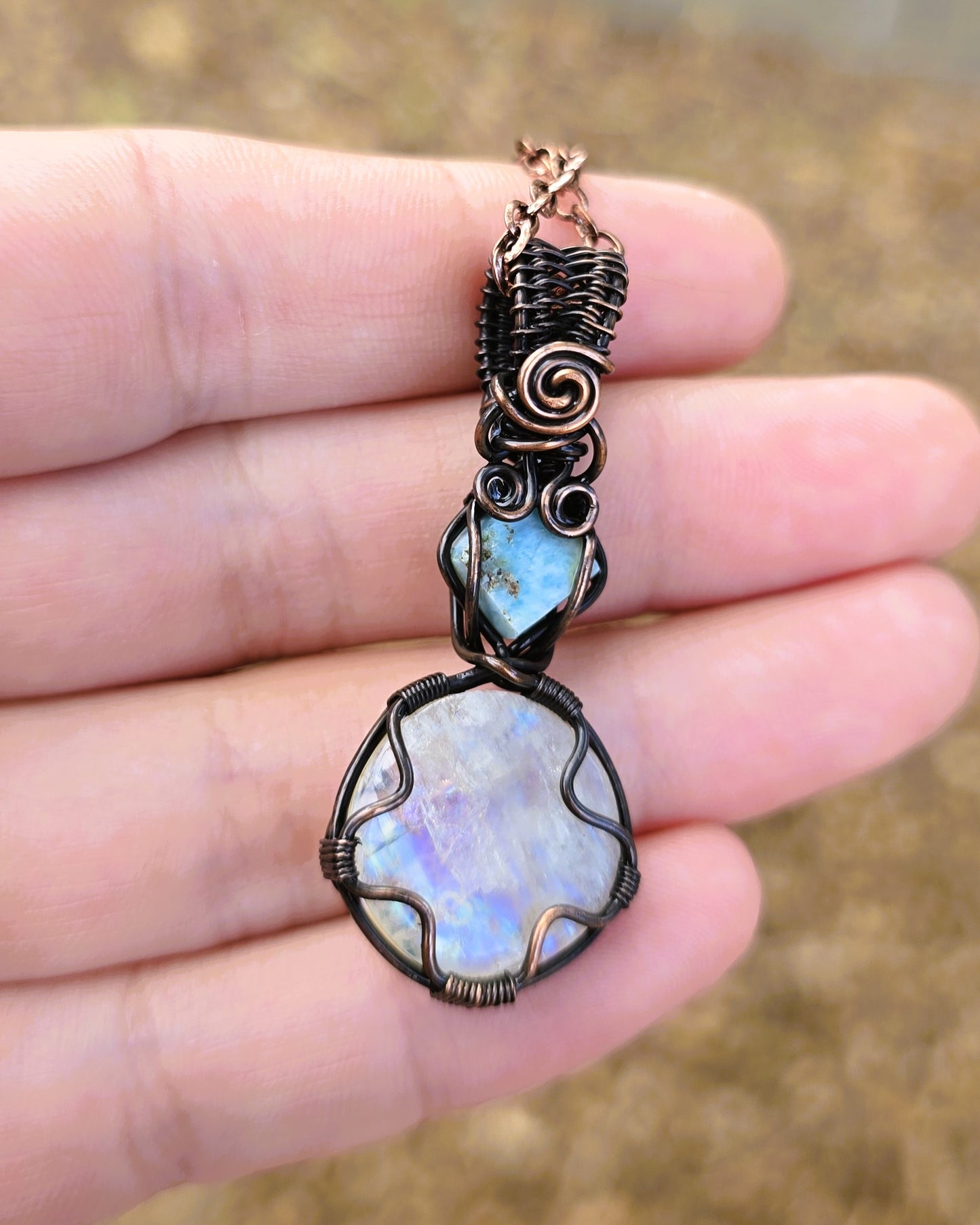Moonstone and Larimar Pendant