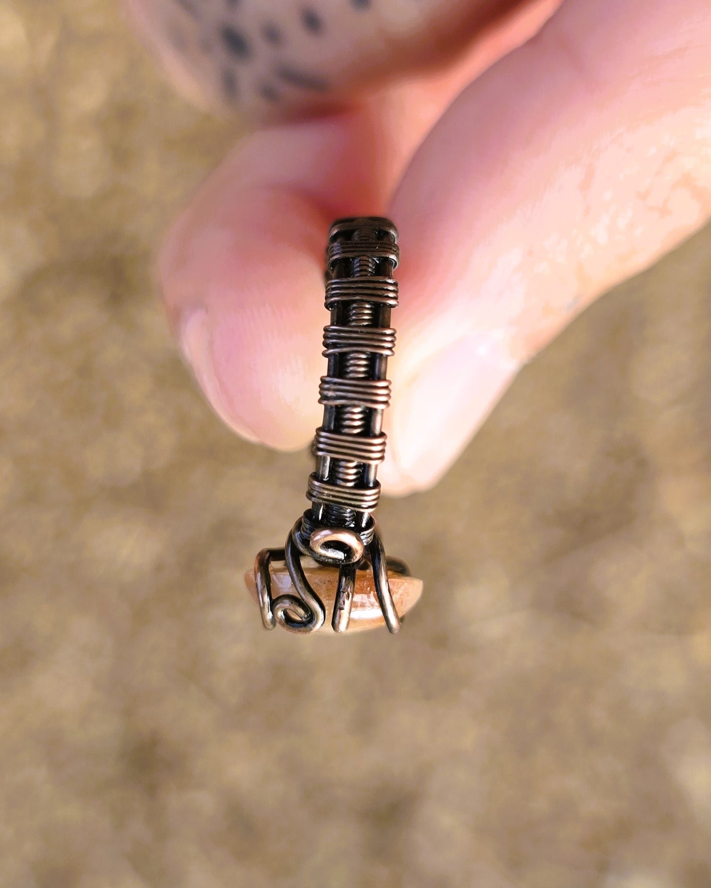 Sunstone Antiqued Copper Ring Size 6 1/4